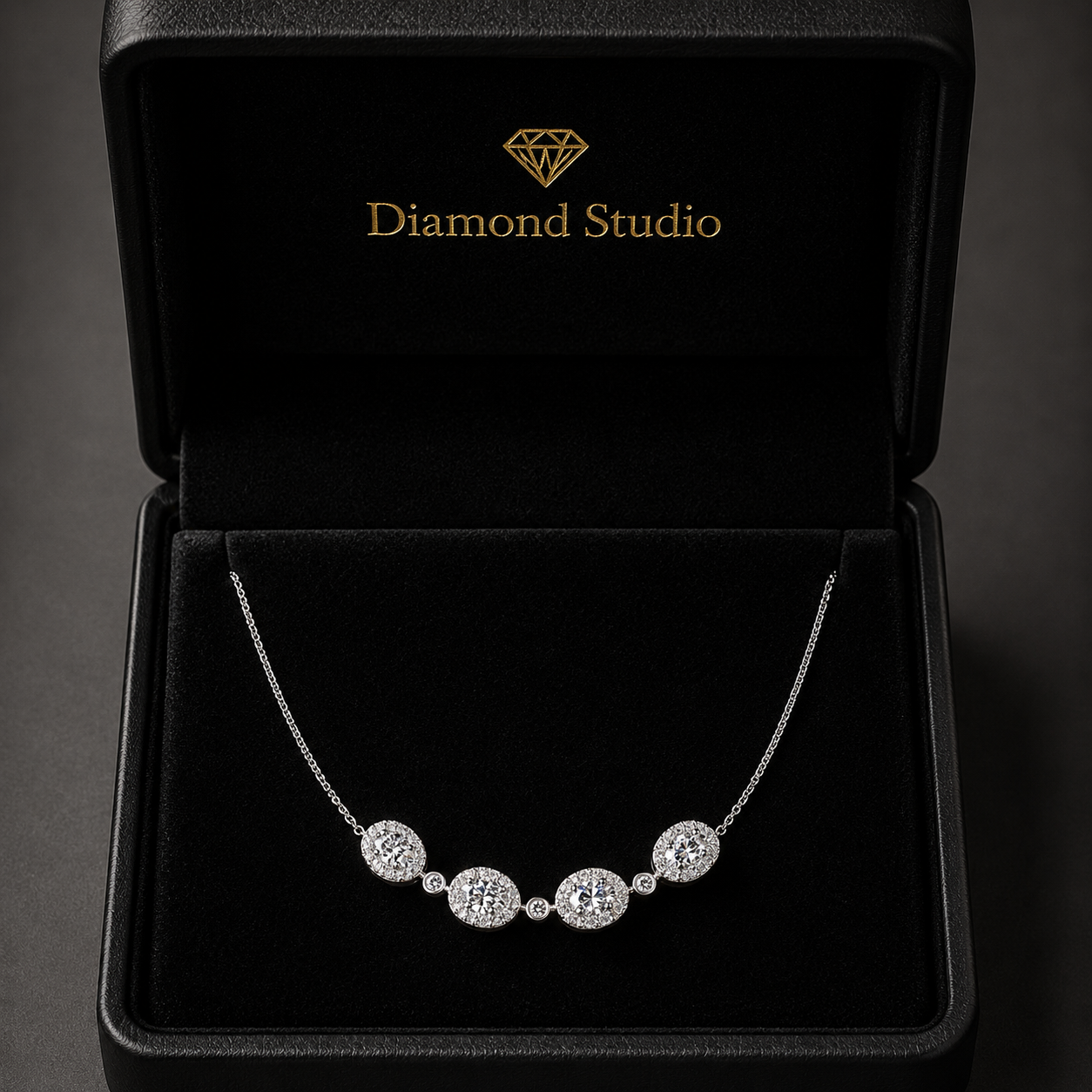 4.8 Ct Oval Round Cut Diamond Chain Necklace VS1 D-F White Gold 14k