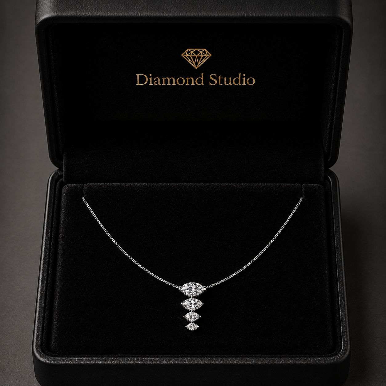 1.3 Ct Marquise Cut Diamond Pendant Necklace VS1 D-F White Gold 14k