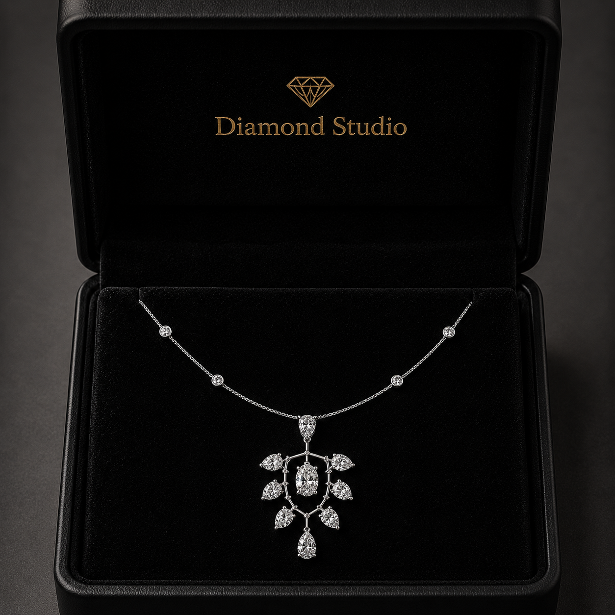 4.9 Ct Pear Oval Round Cut Diamond Pendant Necklace VS1 D-F White Gold 14k