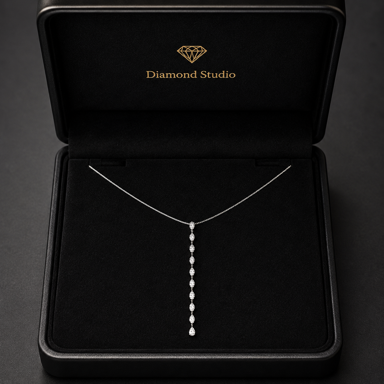 2.3 Ct Pear Marquise Cut Diamond Lariat Necklace VS1 D-F White Gold 14k
