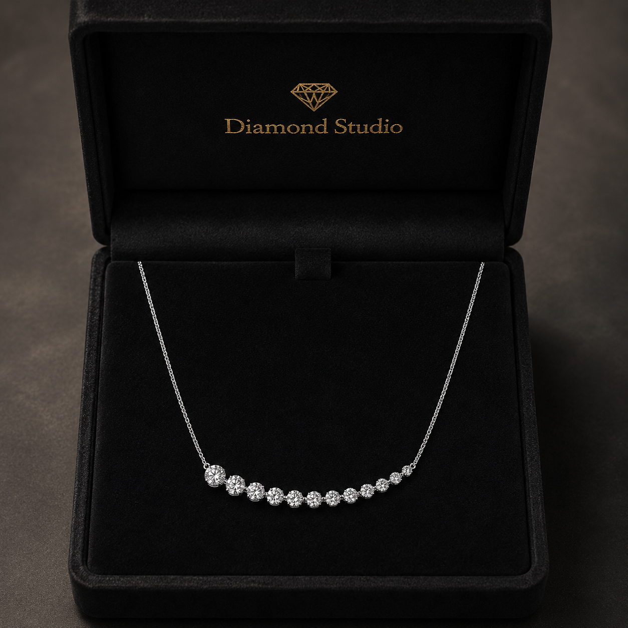 2.1 Ct Round Cut Diamond Chain Necklace VS1 D-F White Gold 14k