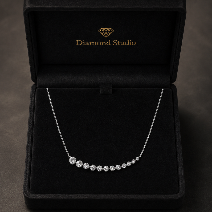 2.1 Ct Round Cut Diamond Chain Necklace VS1 D-F White Gold 14k