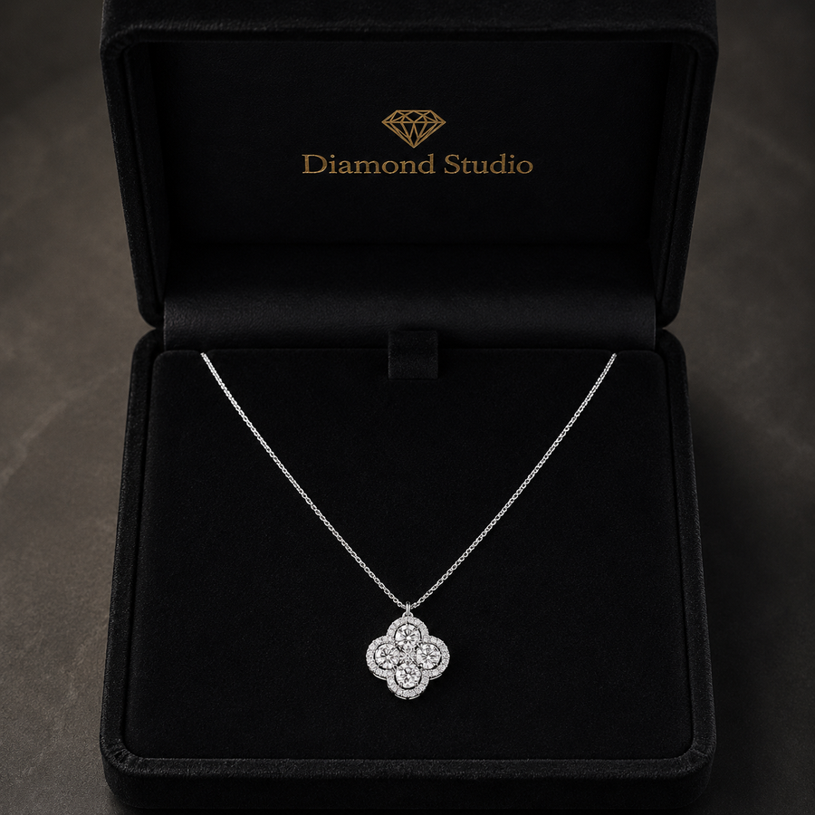 2 Ct Round Cut Diamond Pendant Necklace VS1 D-F White Gold 14k