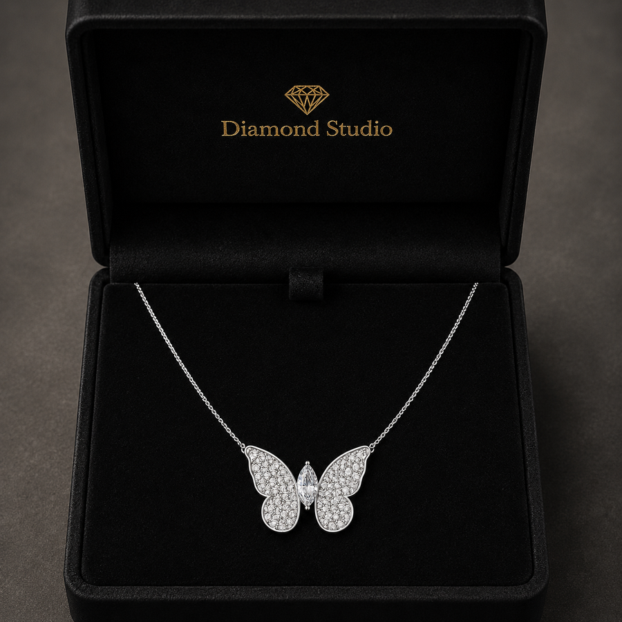1.2 Ct Marquise Round Cut Diamond Pendant Necklace VS1 D-F White Gold 14k