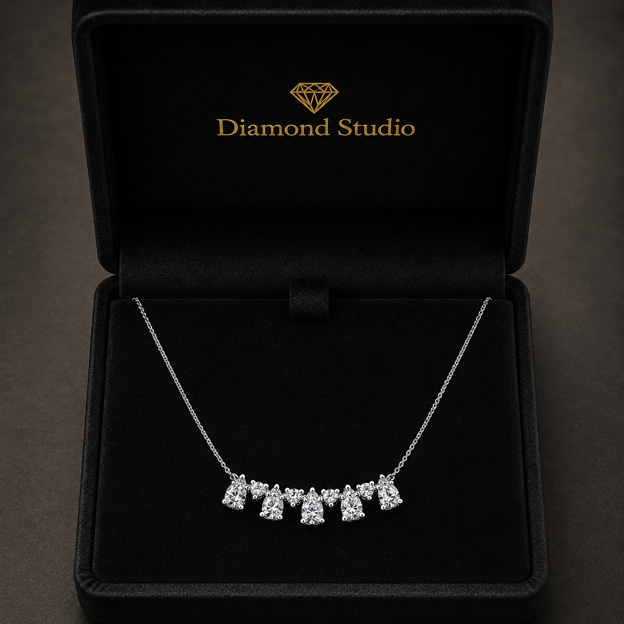 1.2 Ct Pear Round Cut Diamond Chain Necklace VS1 D-F White Gold 14k