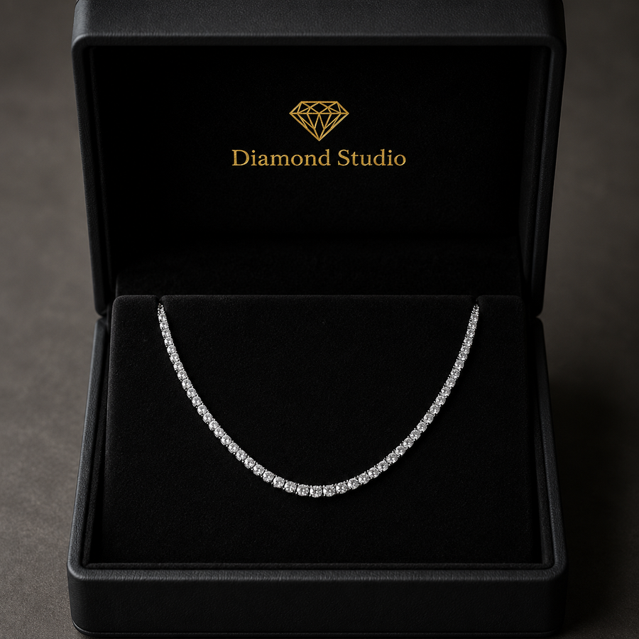 15 Ct Round Cut Diamond Tennis Necklace VS1 D-F White Gold 14k
