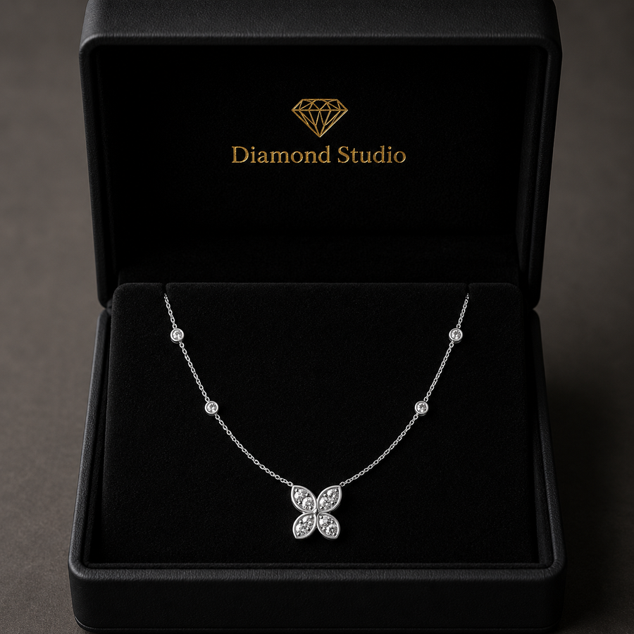 1.5 Ct Round Pear Marquise Cut Diamond Pendant Necklace VS1 D-F White Gold 14k