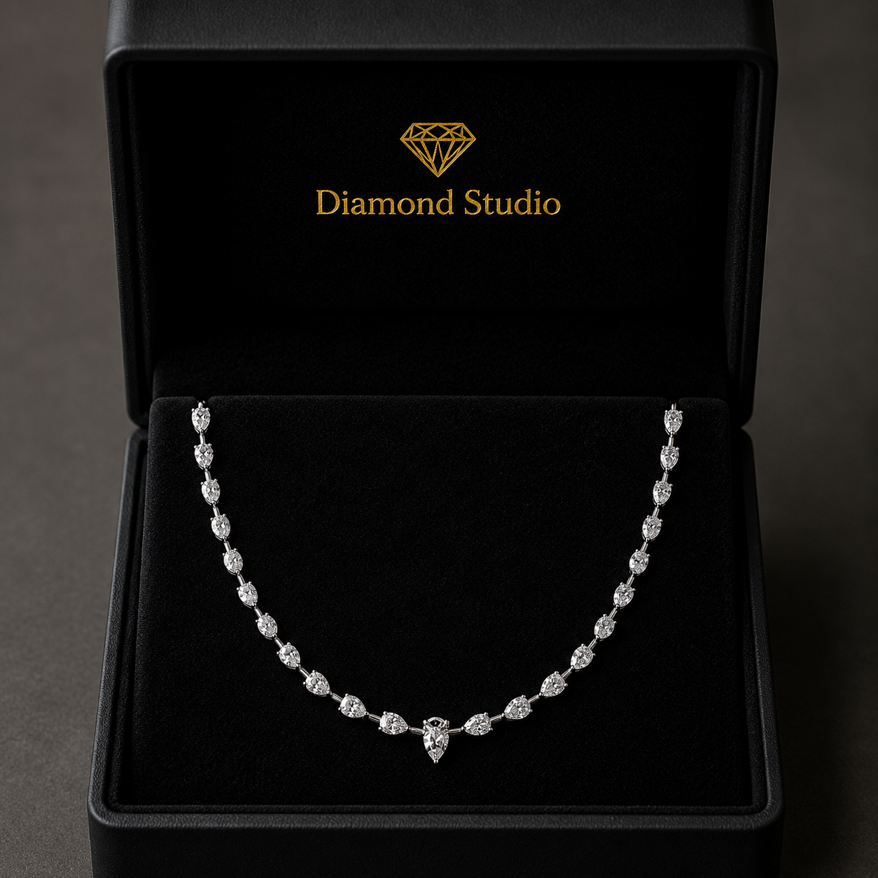 16.8 Ct Pear Cut Diamond Tennis Necklace VS1 D-F White Gold 14k