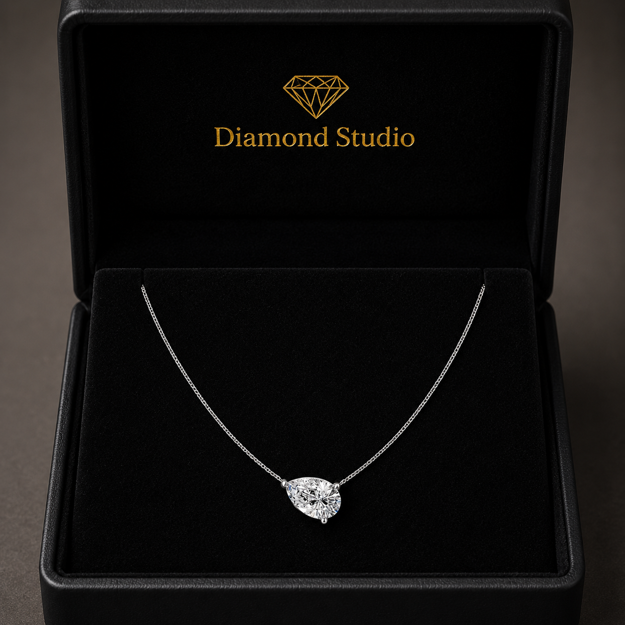 2 Ct Pear Cut Diamond Pendant Necklace VS1 D-F White Gold 14k
