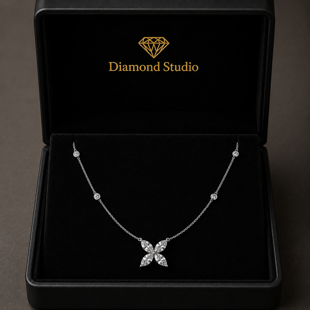 1.1 Ct Marquise Round Cut Diamond Pendant Necklace VS1 D-F White Gold 14k