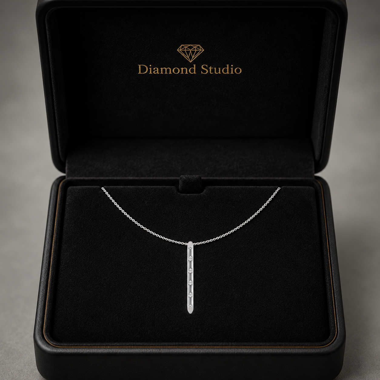 0.3 Ct Baguette Cut Diamond Pendant Necklace VS1 D-F White Gold 14k