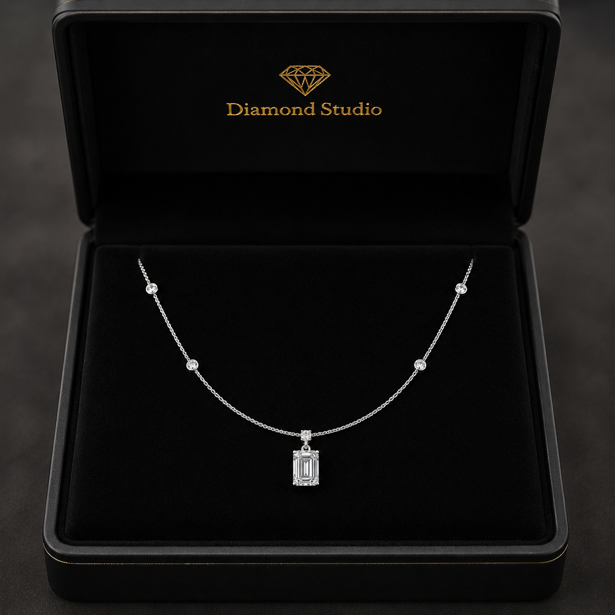 1.23 Ct Emerald Round Cut Diamond Pendant Necklace VS1 D-F White Gold 14k