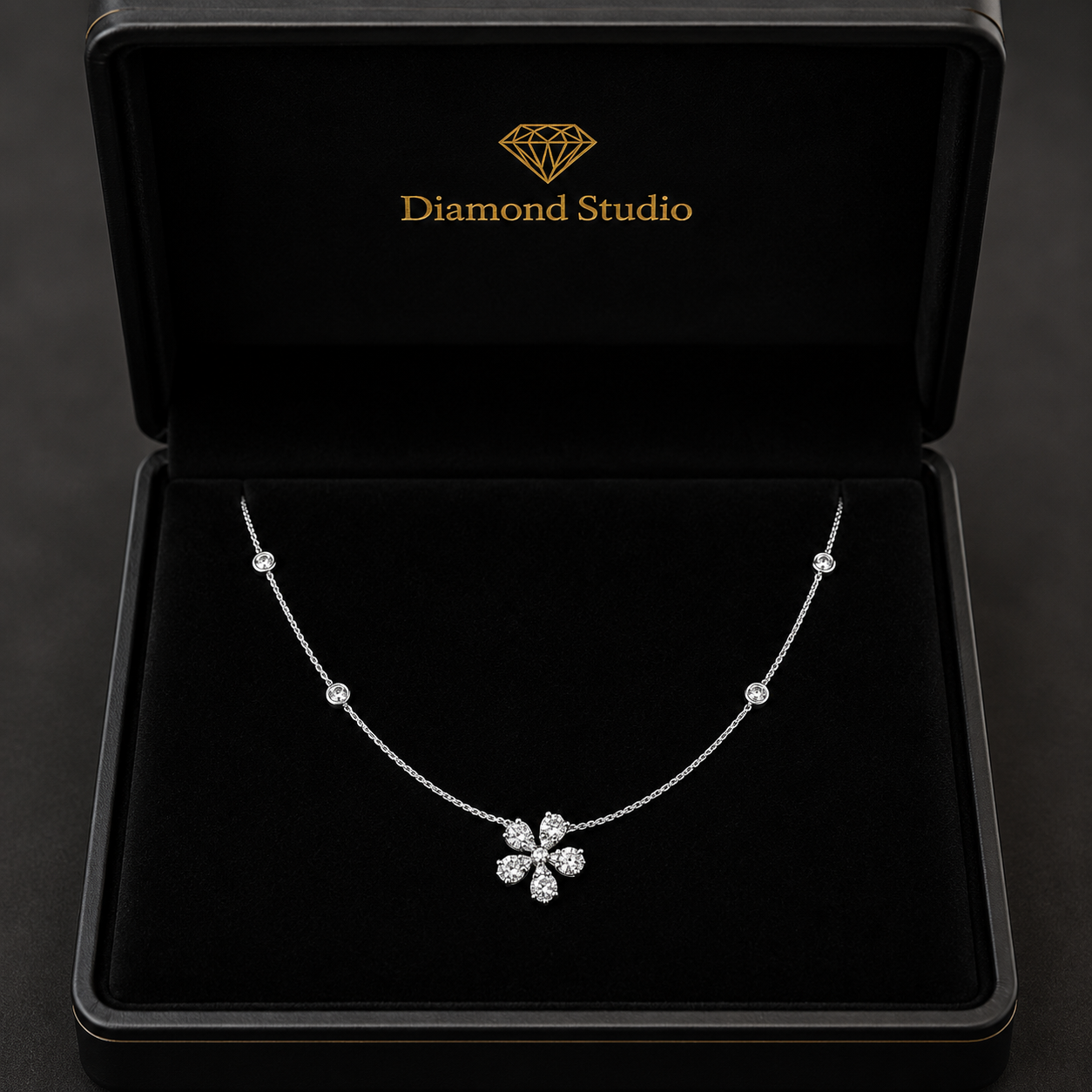 1.4 Ct Pear Round Cut Diamond Chain Necklace VS1 D-F White Gold 14k