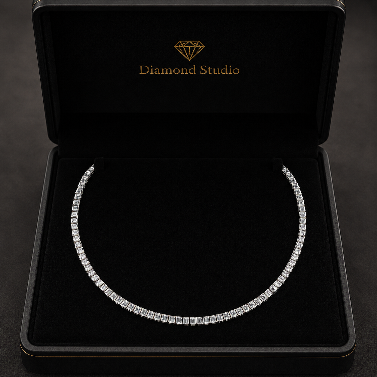 9.65 Ct Emerald Cut Diamond Tennis Necklace VS1 D-F White Gold 14k