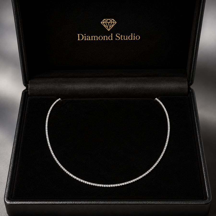 2.85 Ct Round Cut Diamond Tennis Necklace VS1 D-F White Gold 14k