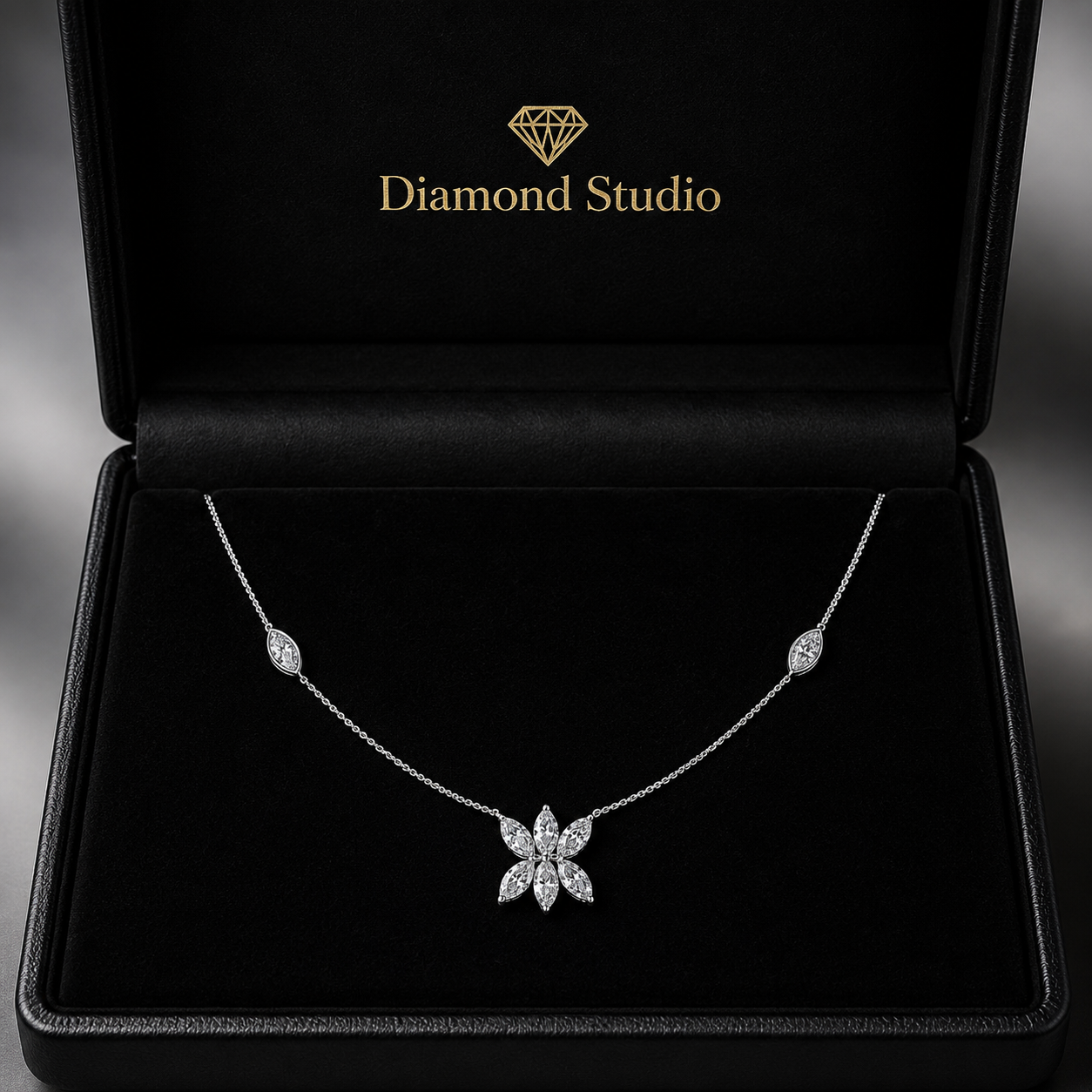 1.25 Ct Marquise Cut Diamond Chain Necklace VS1 D-F White Gold 14k