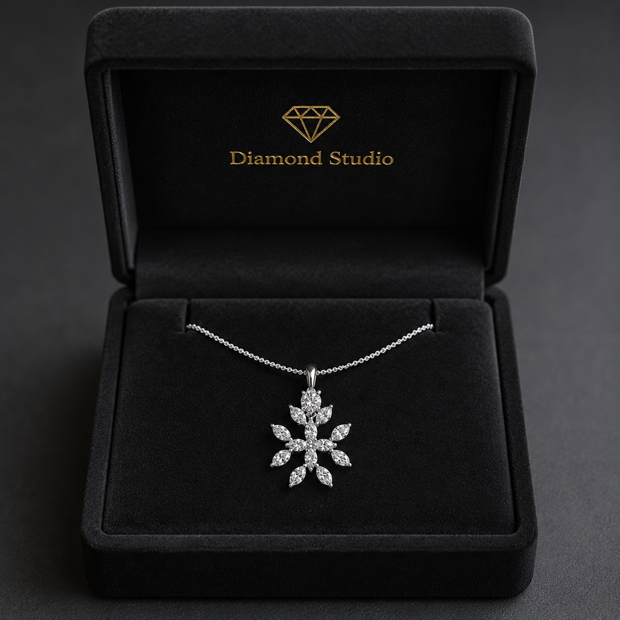 1.4 Ct Marquise Pear Cut Diamond Pendant Necklace VS1 D-F White Gold 14k