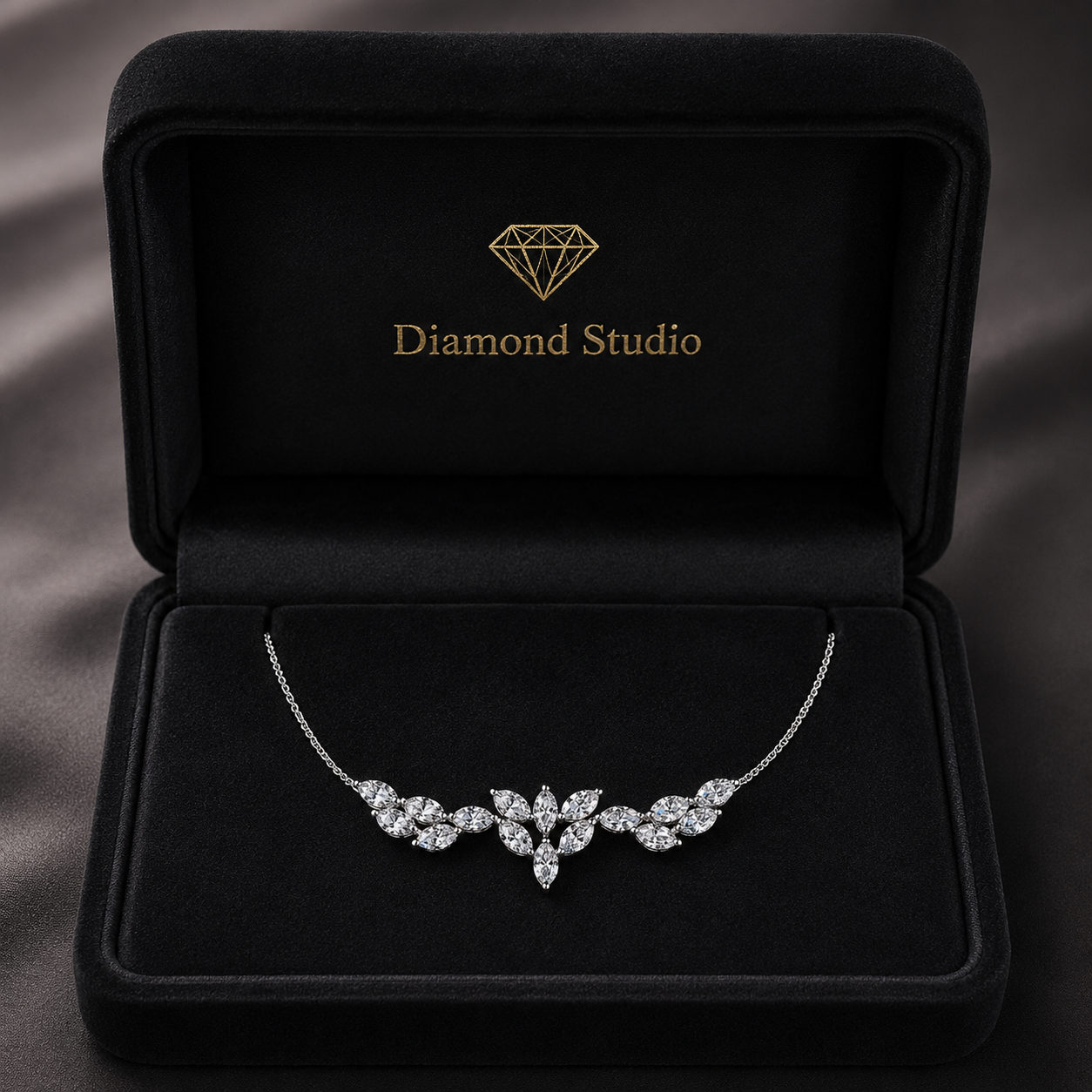 2.1 Ct Marquise Cut Diamond Chain Necklace VS1 D-F White Gold 14k