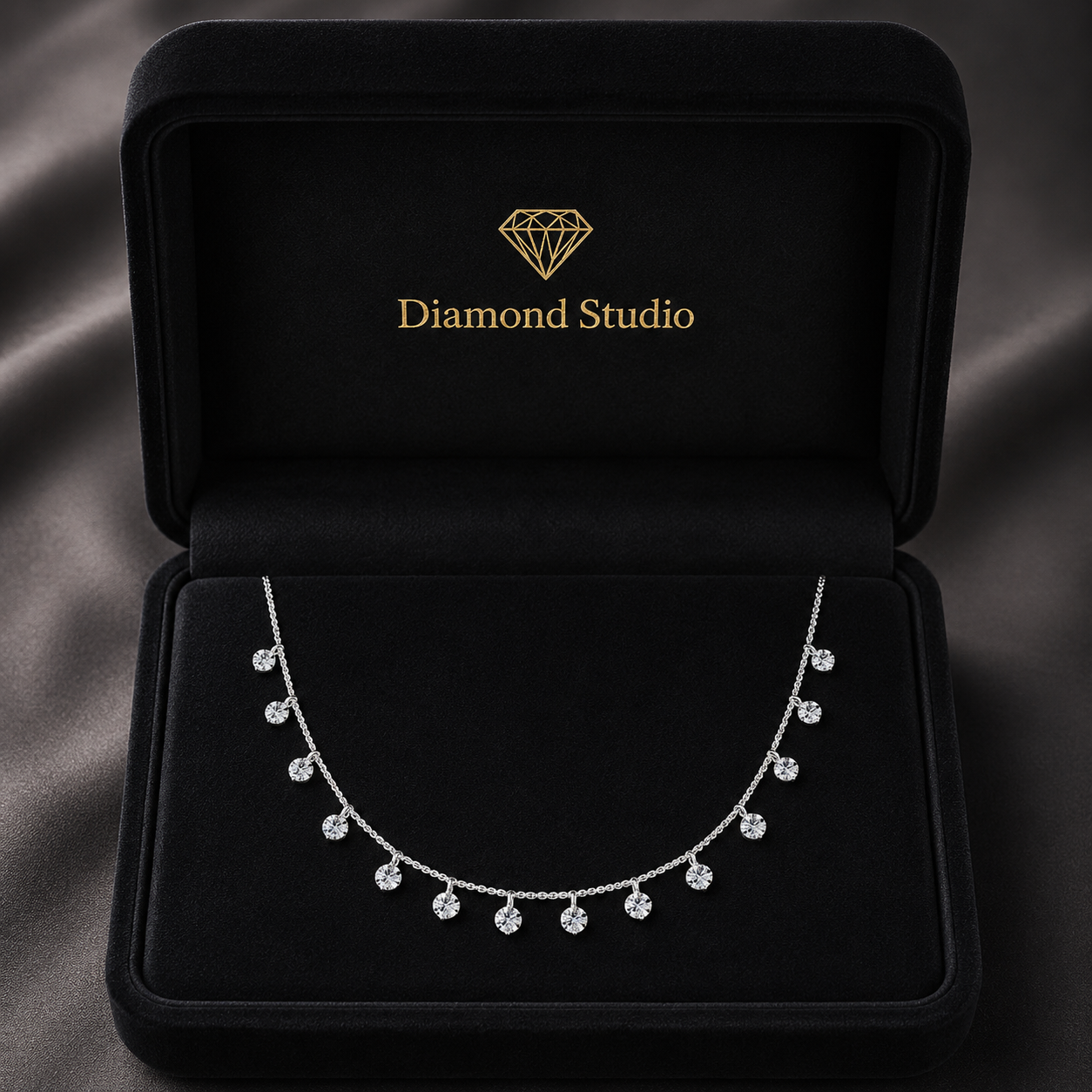 2.2 Ct Round Cut Diamond Chain Necklace VS1 D-F White Gold 14k