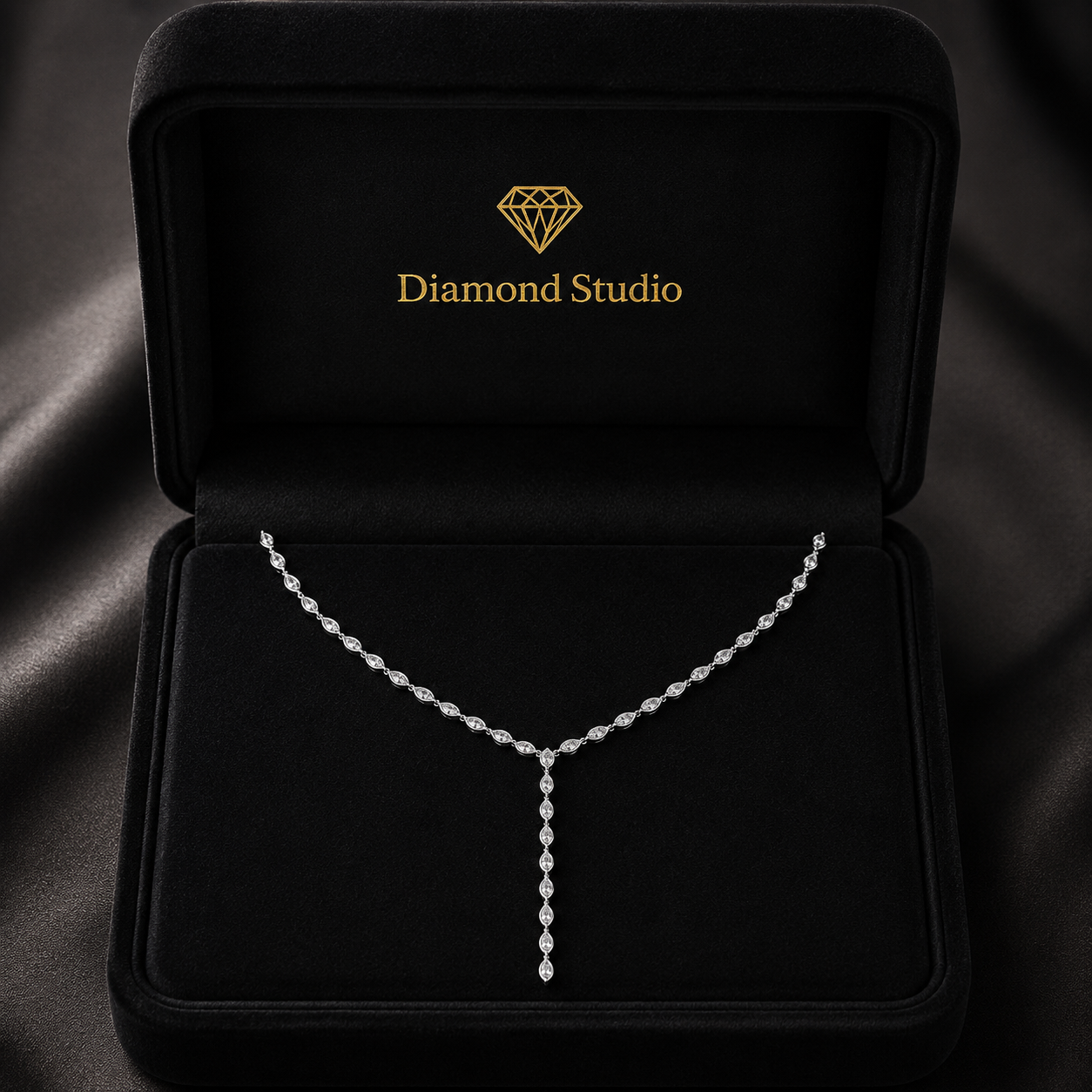 5.2 Ct Marquise Cut Diamond Lariat Necklace VS1 D-F White Gold 14k