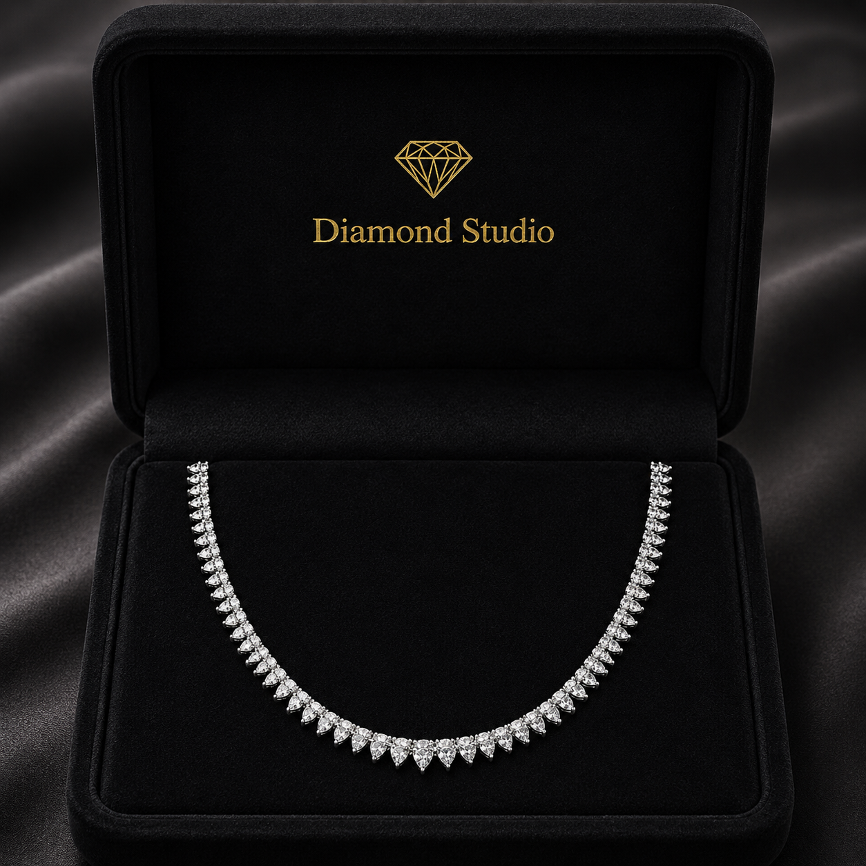 15.3 Ct Pear Cut Diamond Tennis Necklace VS1 D-F White Gold 14k