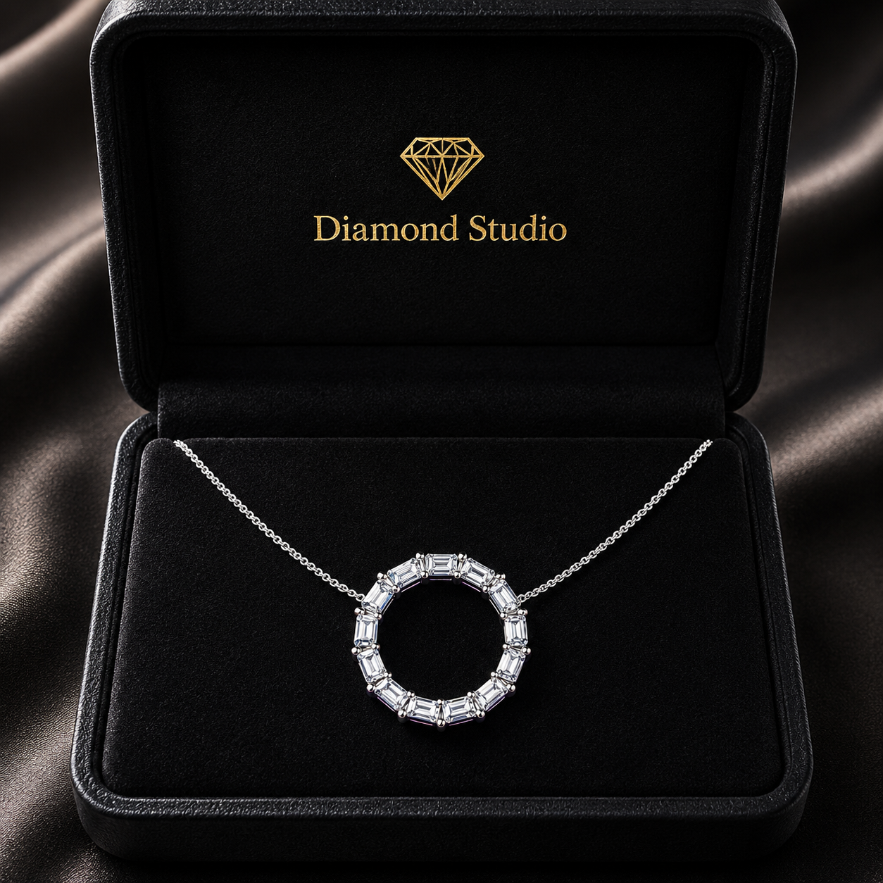 1.9 Ct Emerald Cut Diamond Chain Necklace VS1 D-F White Gold 14k