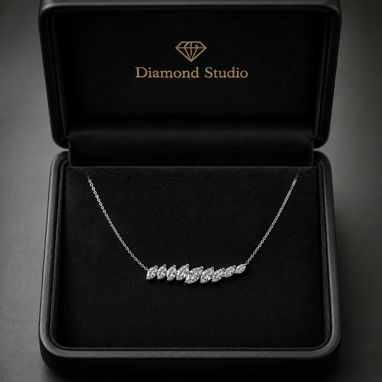 0.8 Ct Marquise Cut Diamond Chain Necklace VS1 D-F White Gold 14k