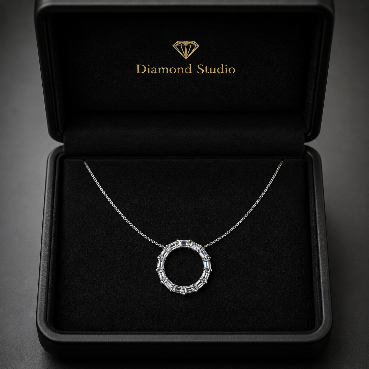 1.85 Ct Emerald Cut Diamond Chain Necklace VS1 D-F White Gold 14k