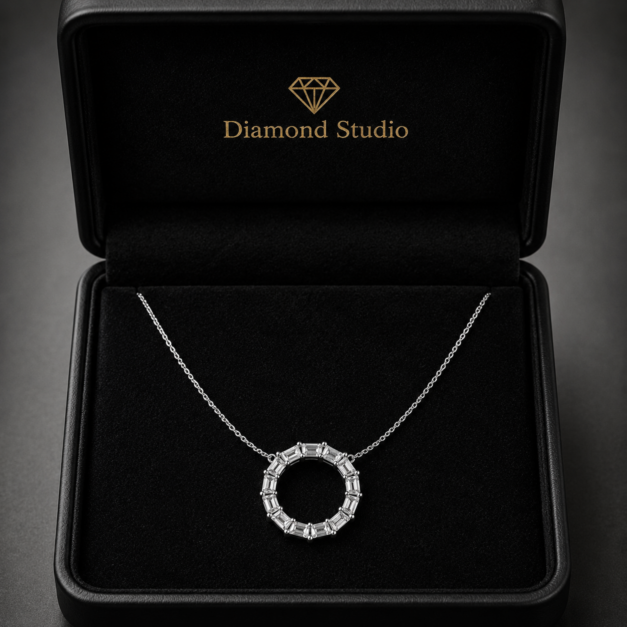 1.85 Ct Emerald Cut Diamond Chain Necklace VS1 D-F White Gold 14k