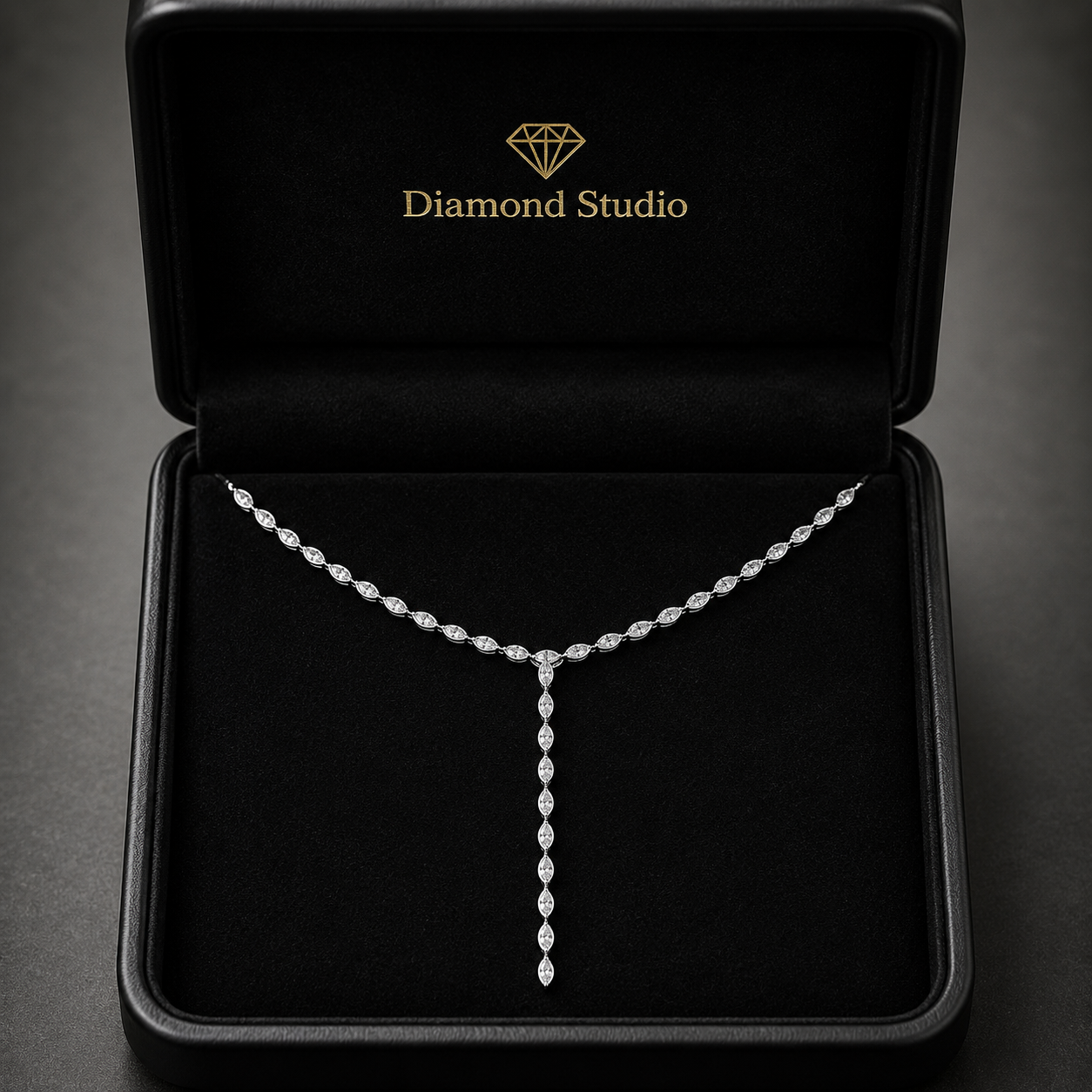 6 Ct Marquise Cut Diamond Lariat Necklace VS1 D-F White Gold 14k