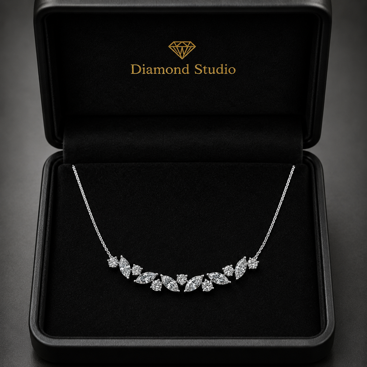1.75 Ct Round Marquise Cut Diamond Chain Necklace VS1 D-F White Gold 14k