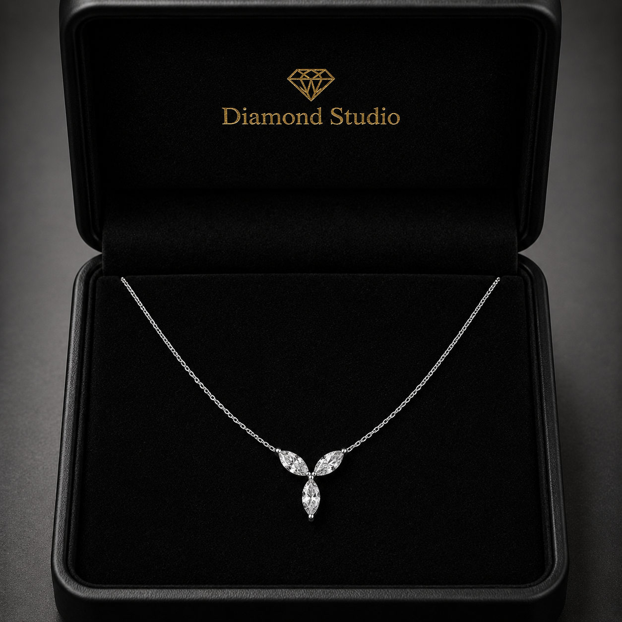 0.65 Ct Marquise Cut Diamond Chain Necklace VS1 D-F White Gold 14k