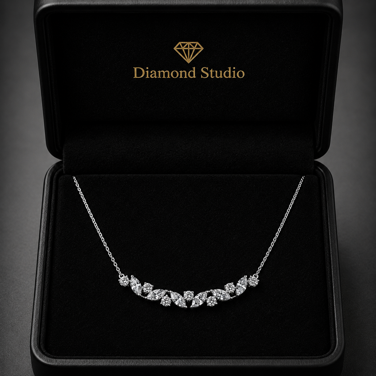 1.75 Ct Round Marquise Cut Diamond Chain Necklace VS1 D-F White Gold 14k
