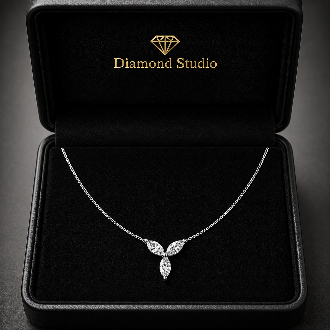 0.65 Ct Marquise Cut Diamond Chain Necklace VS1 D-F White Gold 14k