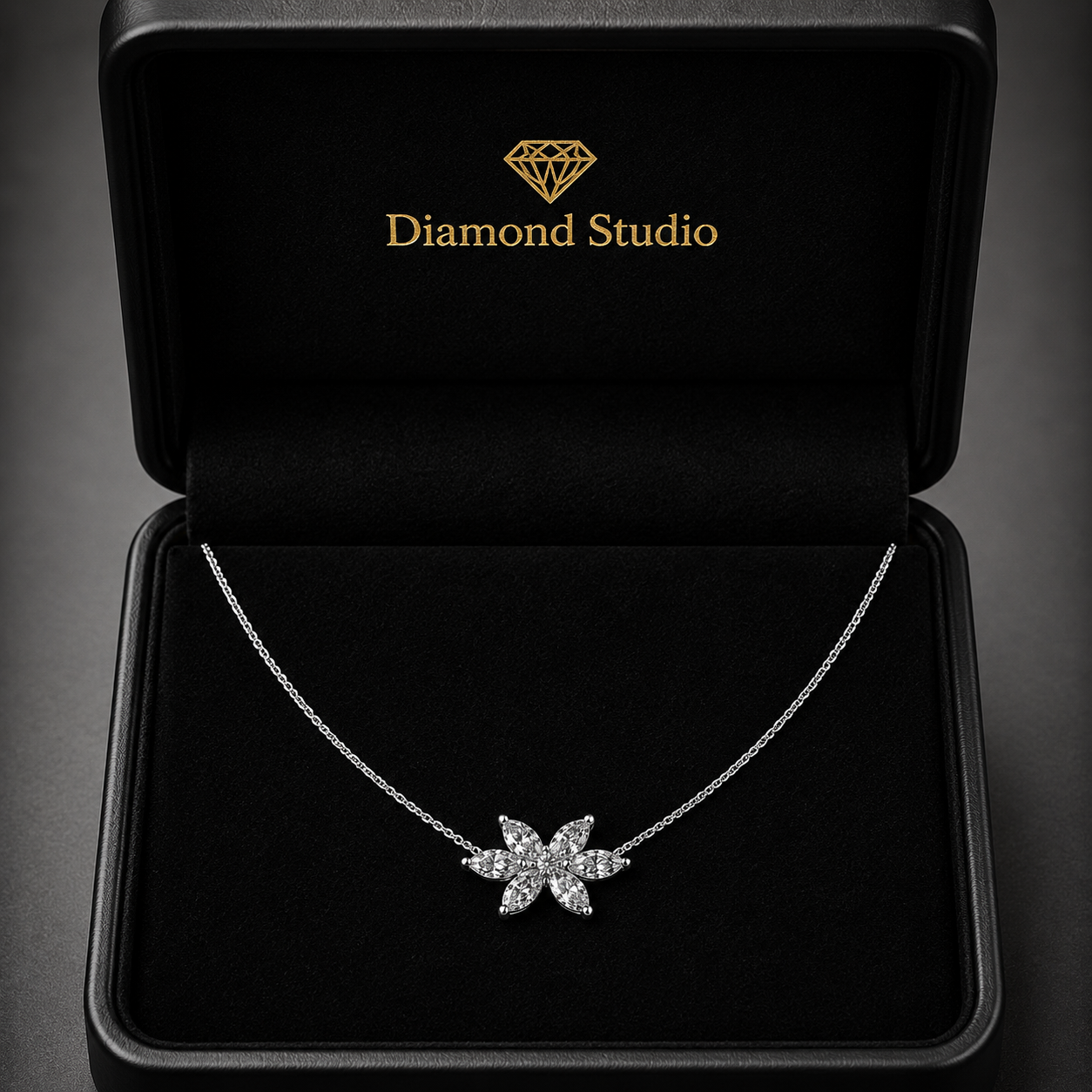0.85 Ct Marquise Cut Diamond Chain Necklace VS1 D-F White Gold 14k