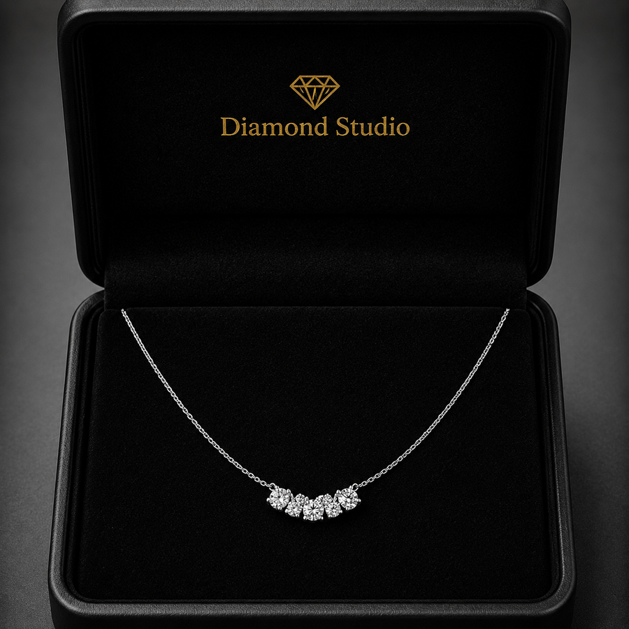0.9 Ct Oval Cut Diamond Chain Necklace VS1 D-F White Gold 14k