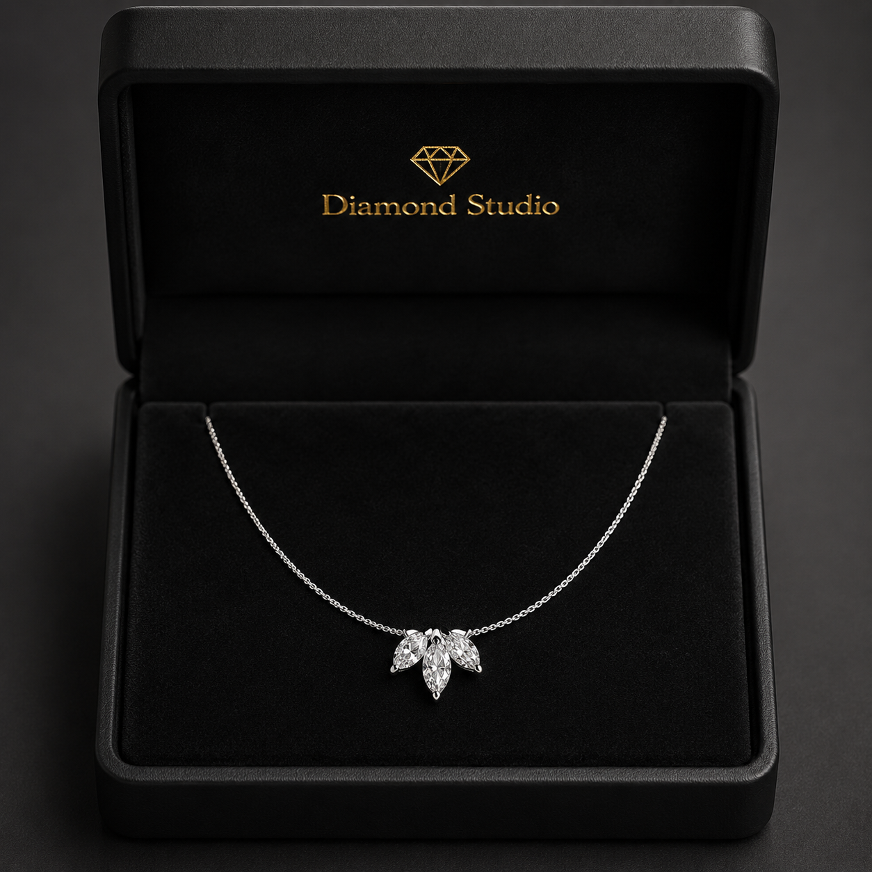 0.45 Ct Marquise Cut Diamond Chain Necklace VS1 D-F White Gold 14k