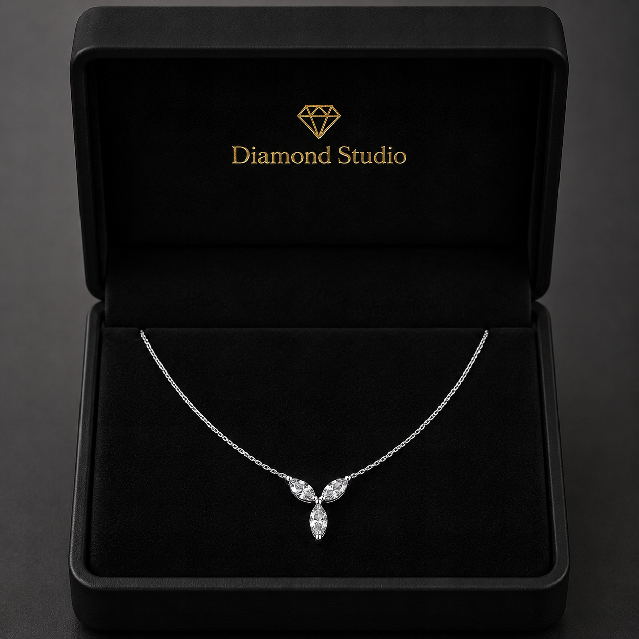 0.64 Ct Marquise Cut Diamond Chain Necklace VS1 D-F White Gold 14k
