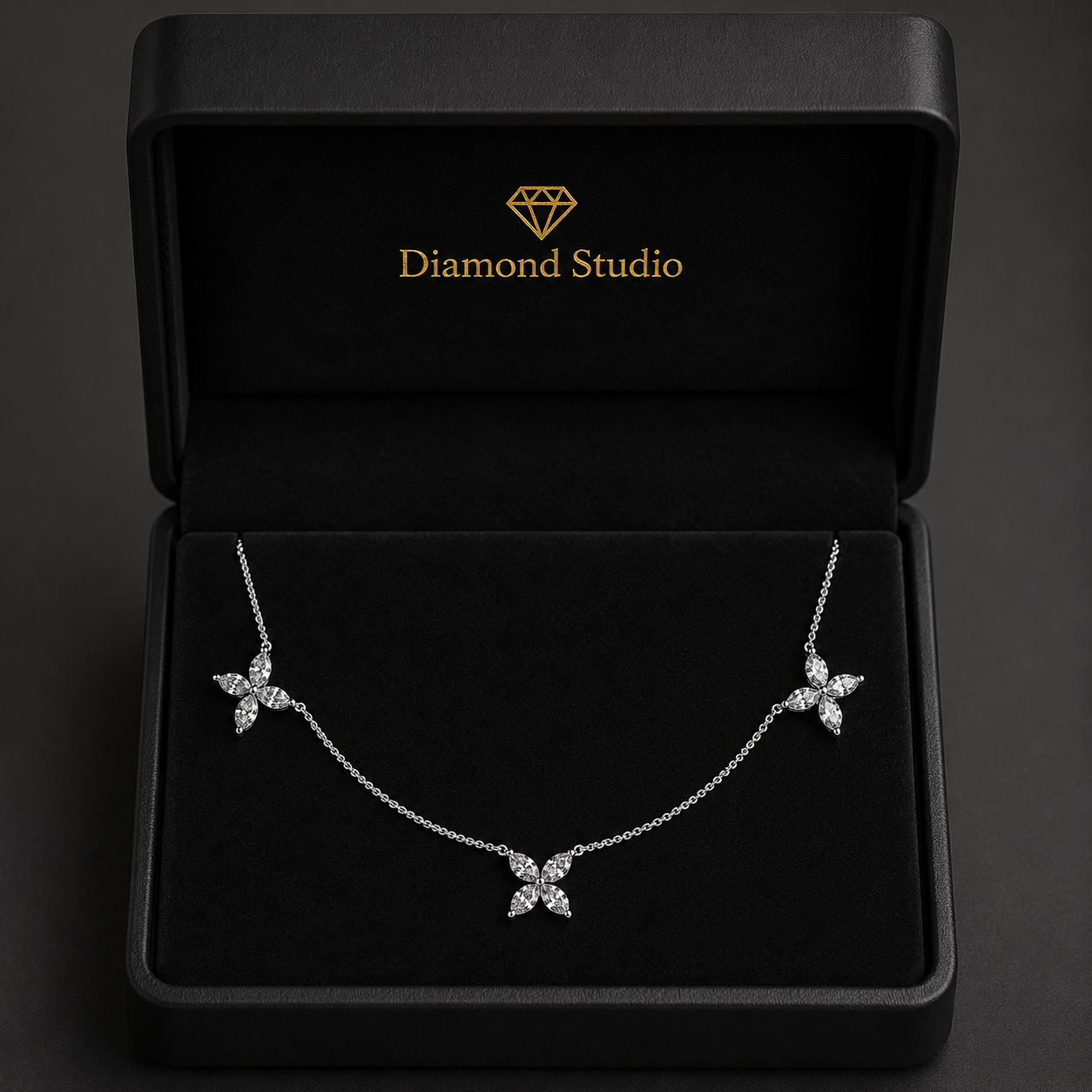 0.9 Ct Marquise Cut Diamond Chain Necklace VS1 D-F White Gold 14k