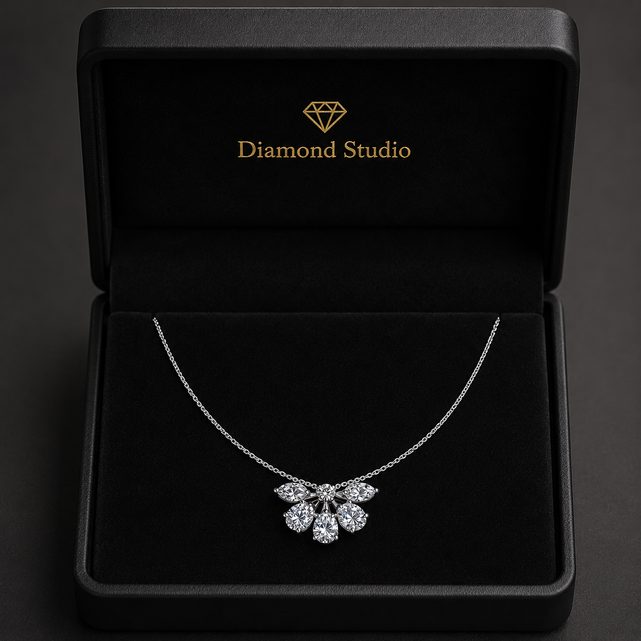 1.5 Ct Round Pear Marquise Cut Diamond Chain Necklace VS1 D-F White Gold 14k