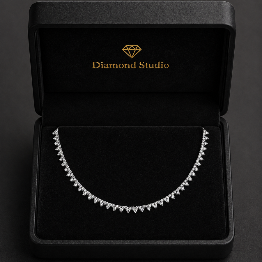 4.55 Ct Round Cut Diamond Tennis Necklace VS1 D-F White Gold 14k
