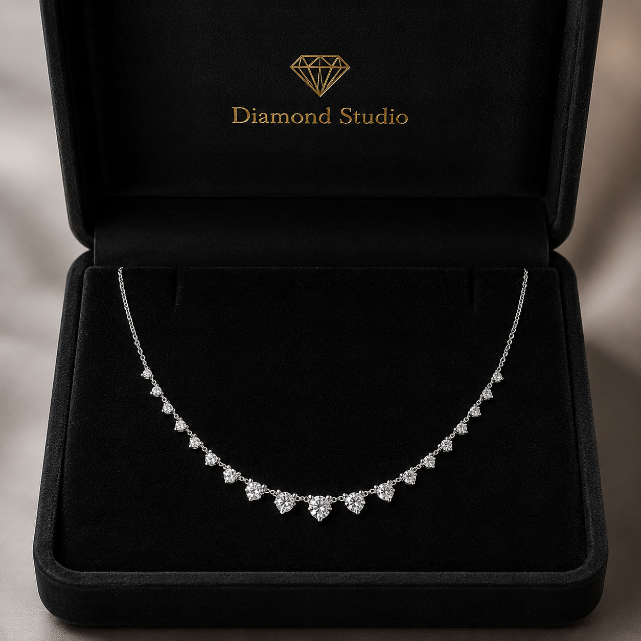 1.1 Ct Round Cut Diamond Chain Necklace VS1 D-F White Gold 14k
