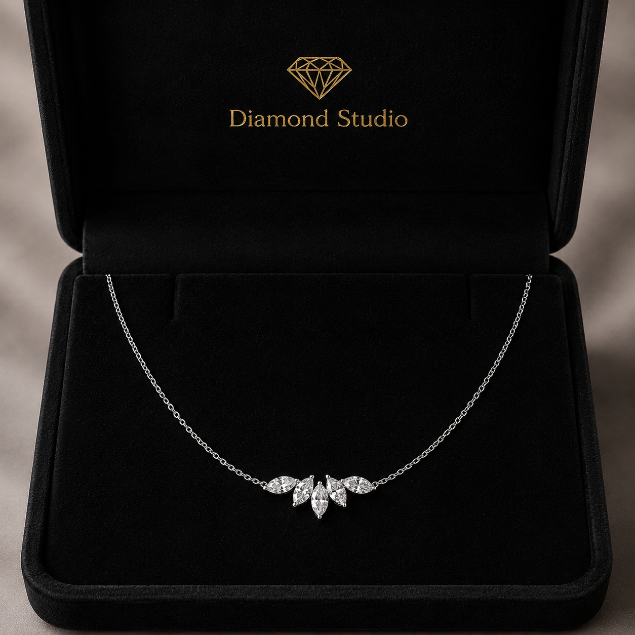 0.5 Ct Marquise Cut Diamond Chain Necklace VS1 D-F White Gold 14k