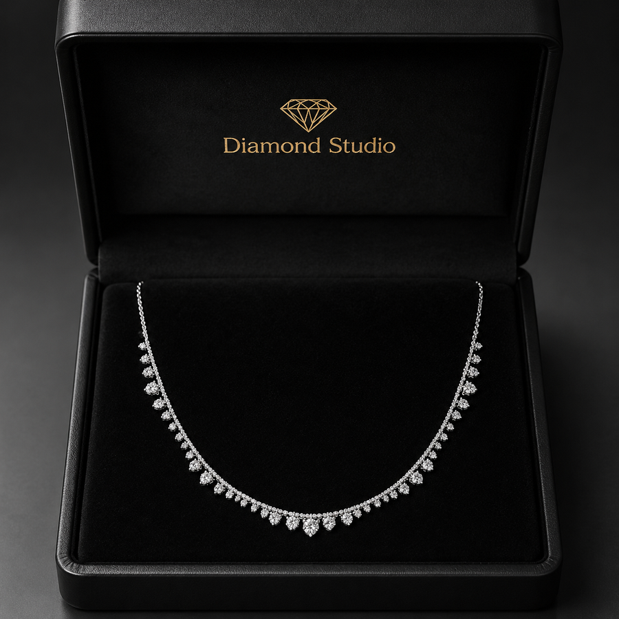 4.5 Ct Round Cut Diamond Chain Necklace VS1 D-F White Gold 14k