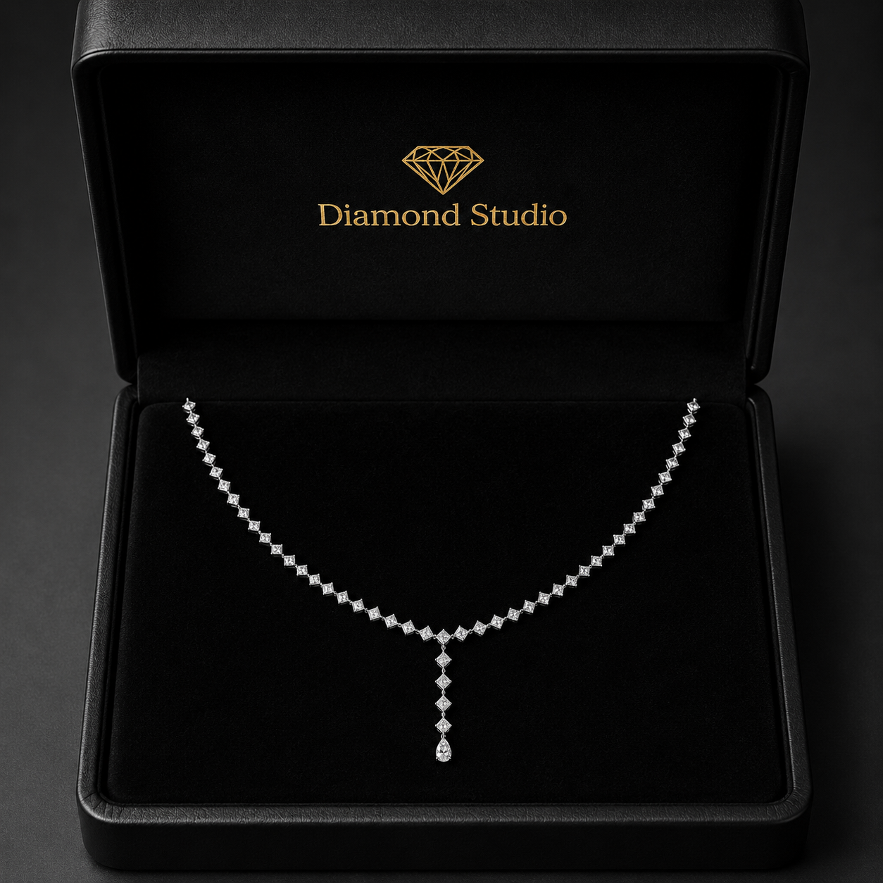 4.75 Ct Pear round Cut Diamond Lariat Necklace VS1 D-F White Gold 14k