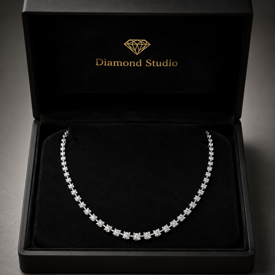 6.8 Ct Round Cut Diamond Tennis Necklace VS1 D-F White Gold 14k