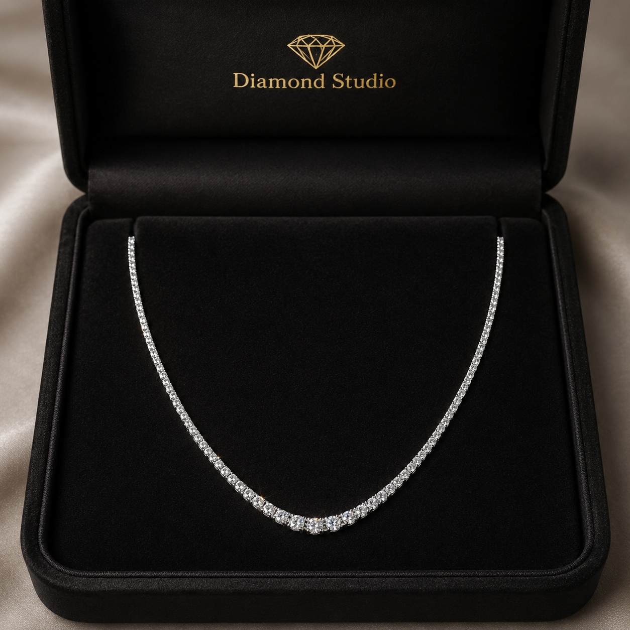 6.5 Ct Round Cut Diamond Tennis Necklace VS1 D-F White Gold 14k