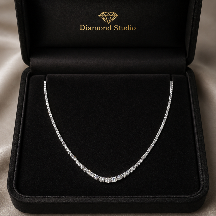 6.5 Ct Round Cut Diamond Tennis Necklace VS1 D-F White Gold 14k