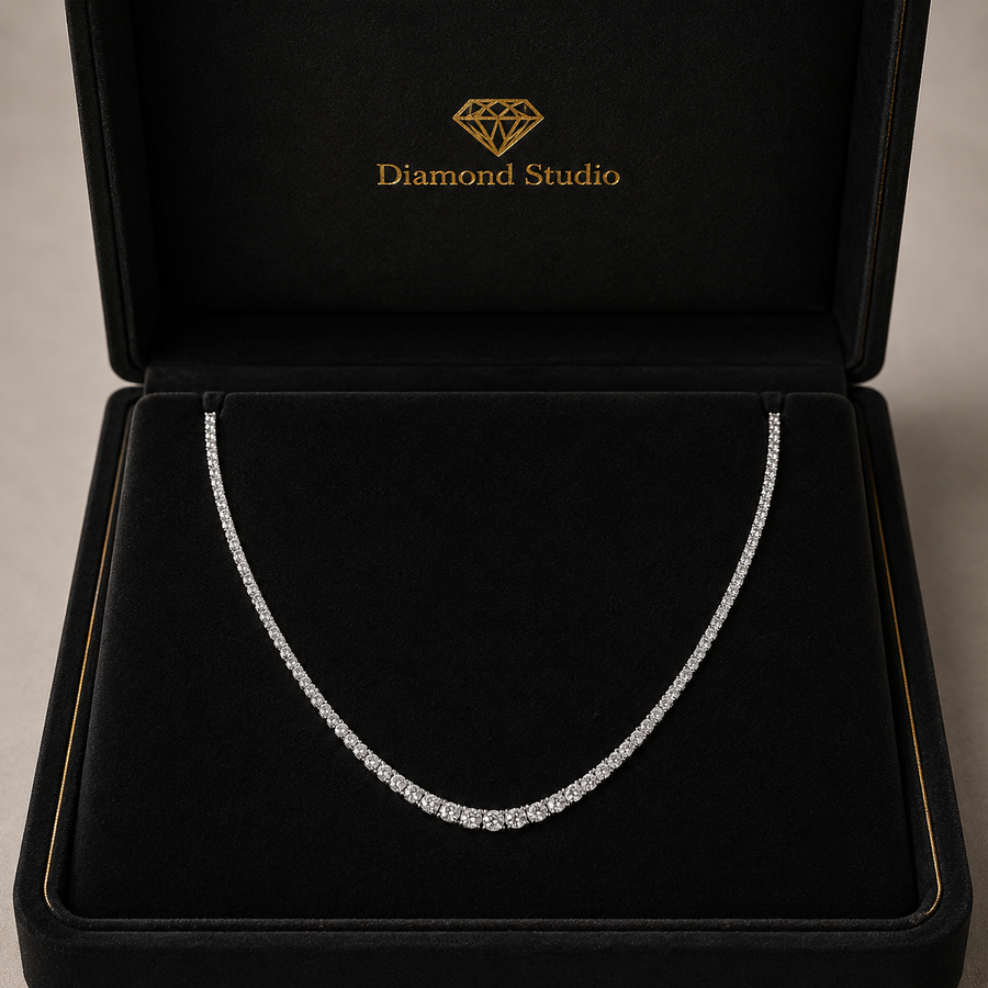 6.5 Ct Round Cut Diamond Tennis Necklace VS1 D-F White Gold 14k