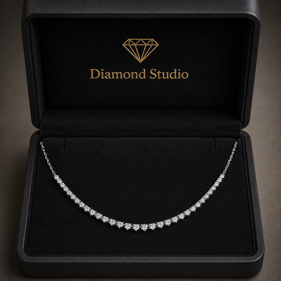 2.25 Ct Round Cut Diamond Chain Necklace VS1 D-F White Gold 14k